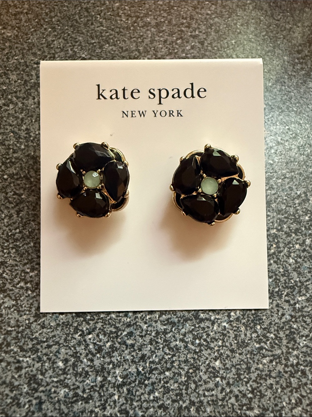kate spade Black and Gold Floral Cluster Stud Earrings